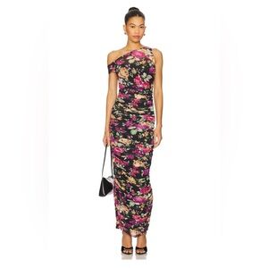 AFRM | NWT Biona Dress in Dusted Floral Print Stretch Mesh Maxi M